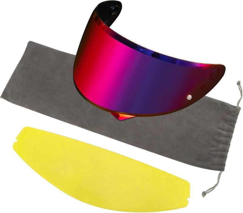 psler C10 Visor with Anti-Fog Film - C10 Tinted Visor HJ-34P Visor Pinlock-Ready Helmet Face Shield for C10 HJ-34P,Anti-Fog Film + Deep Purplish Red Visor - Image 1